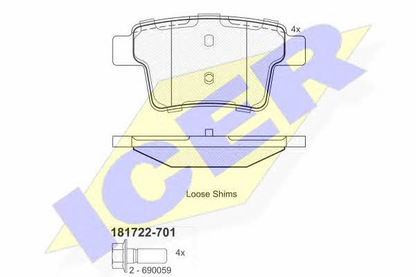 Icer 181722-701 Brake pad set 181722701 181722701 Icer Brake pad set
