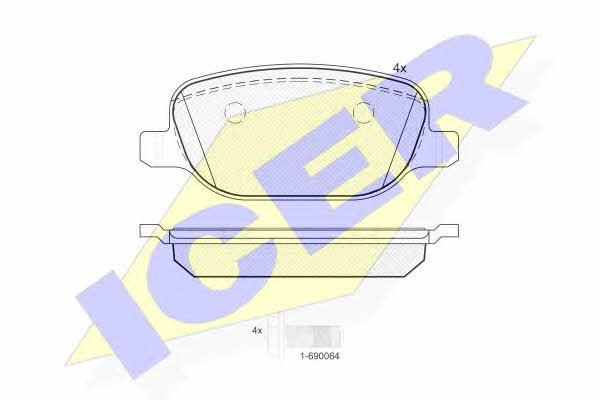 Brake pad kit Lancia Thesis: 181780 Icer Brake pad set