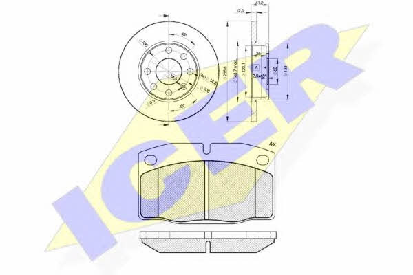  30454-1240 Brake discs with pads front non-ventilated, set 304541240