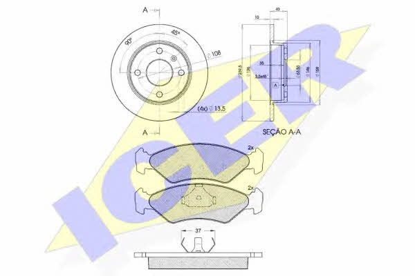 Icer 30776-1062 Brake discs with pads front non-ventilated, set 307761062 307761062 Icer Brake discs with pads front non-ventilated, set