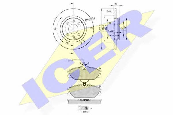 Icer 30930-3550 Front ventilated brake discs with pads, set 309303550