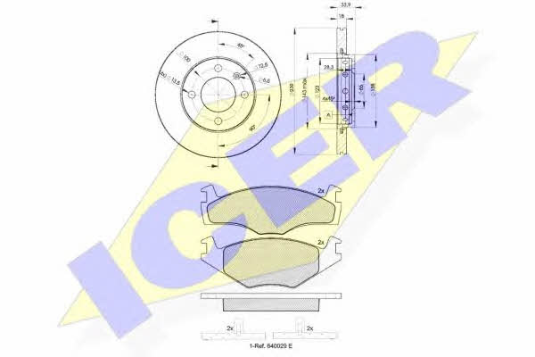 Icer 31048-5303 Front ventilated brake discs with pads, set 310485303 310485303 Icer Front ventilated brake discs with pads, set