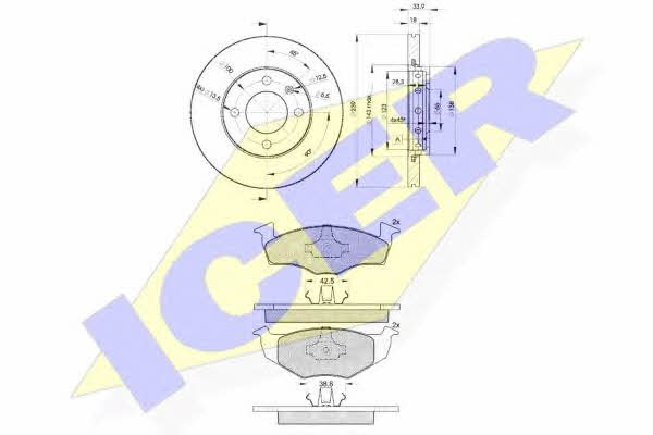 Icer 31130-5303 Front ventilated brake discs with pads, set 311305303