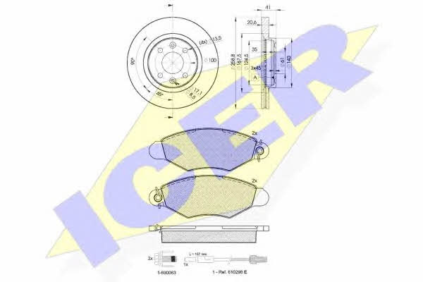 Icer 31217-3550 Front ventilated brake discs with pads, set 312173550