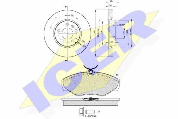 Icer 31315-6845 Front ventilated brake discs with pads, set 313156845