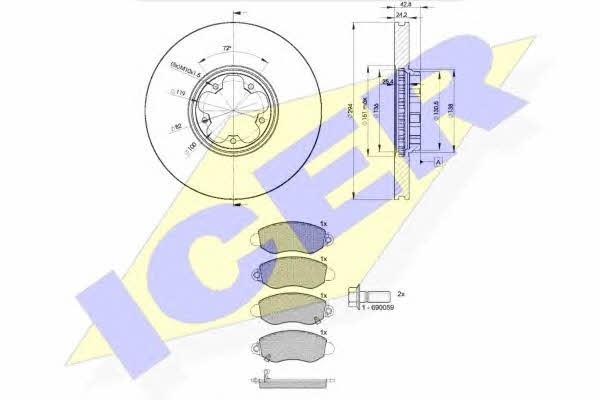 Icer 31367-5613 Front ventilated brake discs with pads, set 313675613