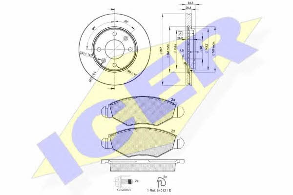 Icer 31439-4694 Front ventilated brake discs with pads, set 314394694 314394694 Icer Front ventilated brake discs with pads, set