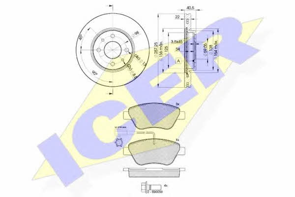 Icer 31444-1650 Front ventilated brake discs with pads, set 314441650