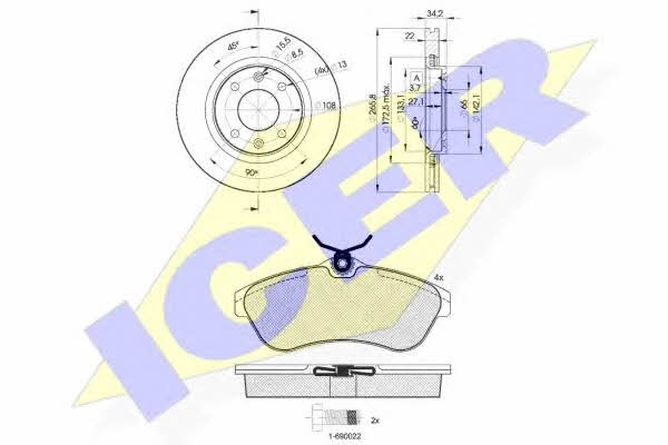 Icer 31451-4750 Front ventilated brake discs with pads, set 314514750