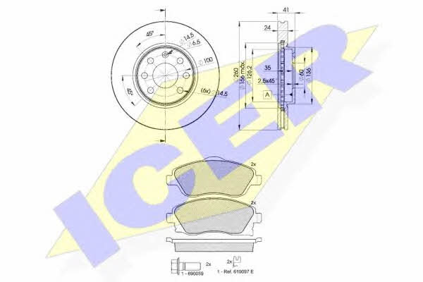  31526-9000 Front ventilated brake discs with pads, set 315269000