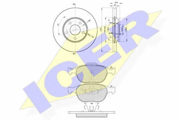 315375980 Icer Front ventilated brake discs with pads, set
