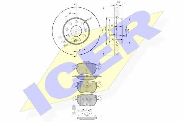 Icer 31567-5615 Front ventilated brake discs with pads, set 315675615