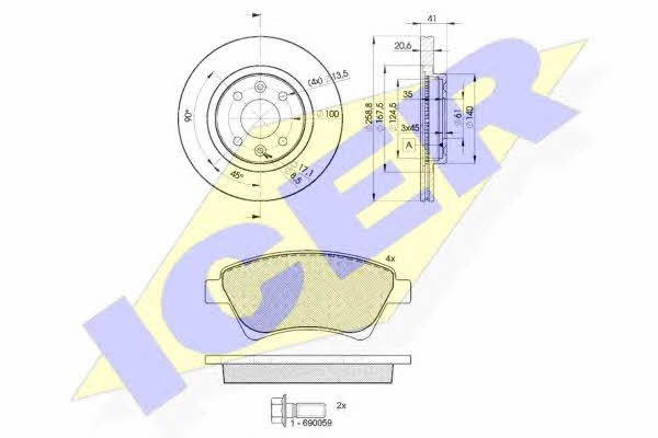Icer 31579-3550 Front ventilated brake discs with pads, set 315793550
