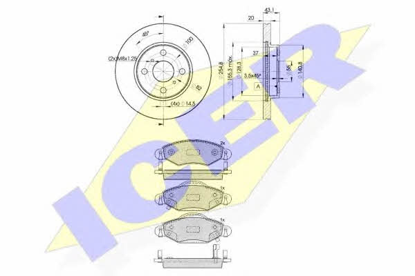 Icer 31587-2040 Front ventilated brake discs with pads, set 315872040 315872040 Icer Front ventilated brake discs with pads, set