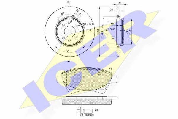 Icer 31649-7829 Front ventilated brake discs with pads, set 316497829