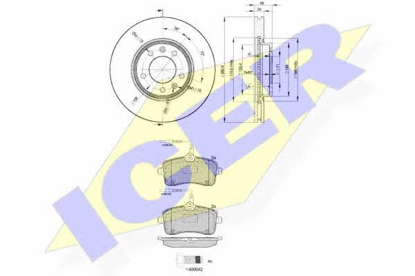 Icer 31656-4685 Brake discs with pads, set 316564685 316564685 Icer Brake discs with pads, set