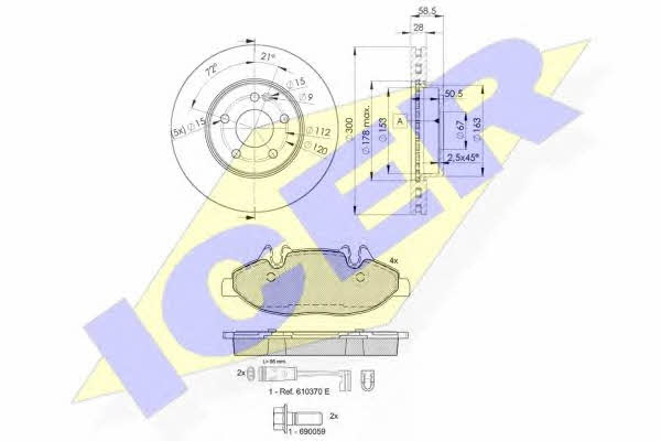 Icer 31675-0415 Front ventilated brake discs with pads, set 316750415