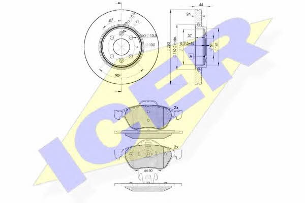 Icer 31860-7829 Front ventilated brake discs with pads, set 318607829