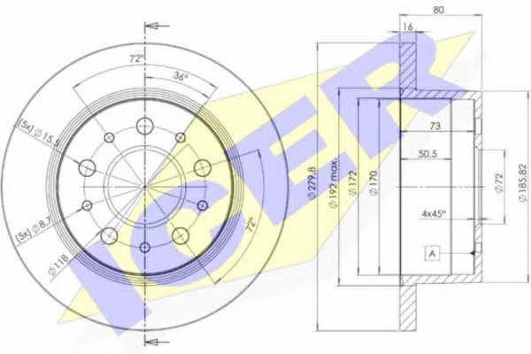 Icer 78BD5623-1 Rear brake disc, non-ventilated 78BD56231