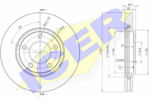 Icer 78BD3002-2 Front brake disc ventilated 78BD30022