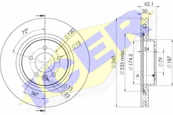 Icer 78BD7364-2 Front brake disc ventilated 78BD73642