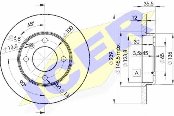 Icer 78BD3300-2 Unventilated front brake disc 78BD33002