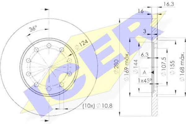 Icer 78BD5631-2 Rear brake disc, non-ventilated 78BD56312