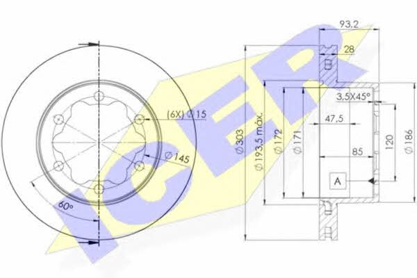 Icer 78BD0192-1 Rear ventilated brake disc 78BD01921