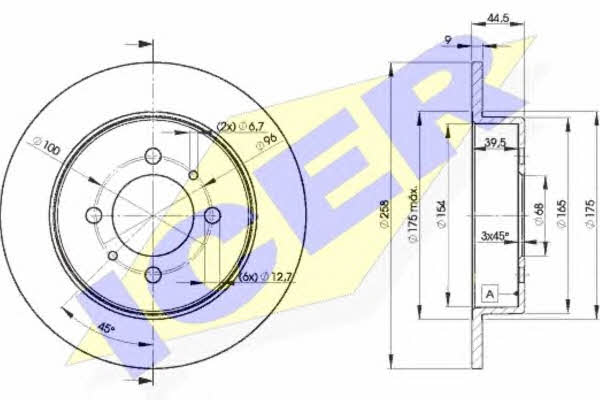 Icer 78BD5401-2 Rear brake disc, non-ventilated 78BD54012