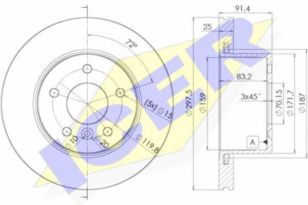 Icer 78BD0380-1 Front brake disc ventilated 78BD03801