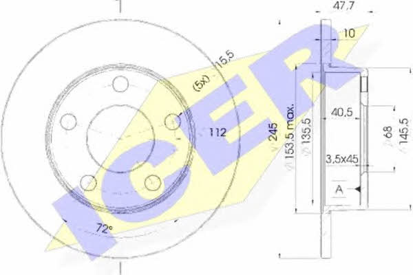 Icer 78BD2746-2 Rear brake disc, non-ventilated 78BD27462