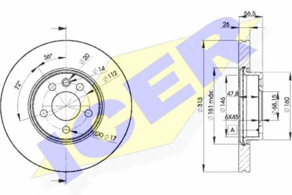 Icer 78BD1530-2 Front brake disc ventilated 78BD15302
