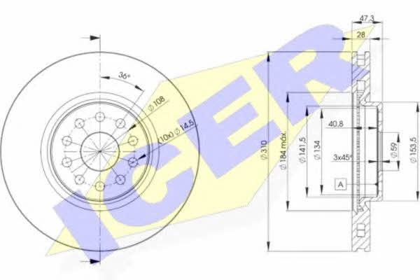 Icer 78BD4921-2 Front brake disc ventilated 78BD49212