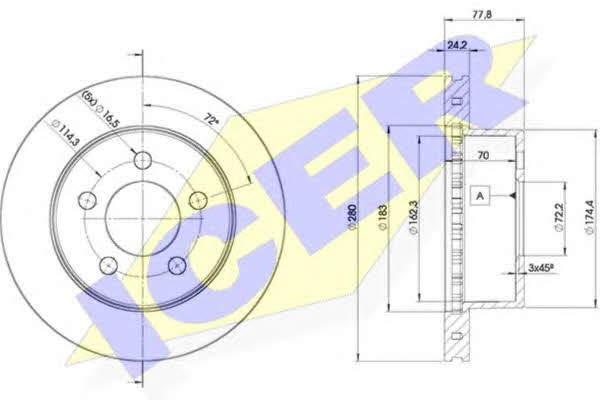 Icer 78BD5396-1 Front brake disc ventilated 78BD53961