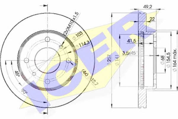 Icer 78BD7101-2 Front brake disc ventilated 78BD71012