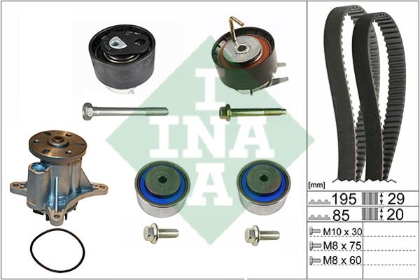 INA 530 0469 30 TIMING BELT KIT WITH WATER PUMP 530046930