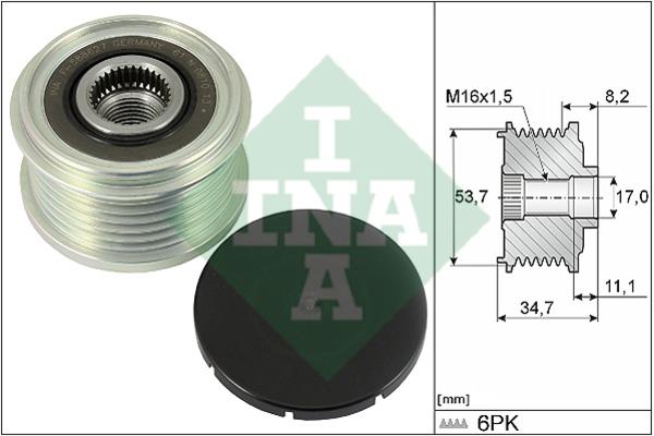 Alternator freewheel pulley Opel Corsa E: 535032710 INA Freewheel clutch, alternator