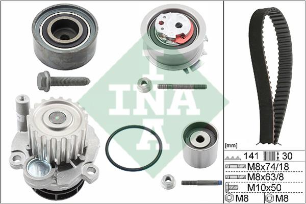INA 530 0405 30 TIMING BELT KIT WITH WATER PUMP 530040530