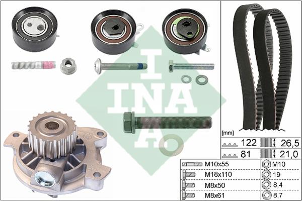 INA 530 0484 30 TIMING BELT KIT WITH WATER PUMP 530048430