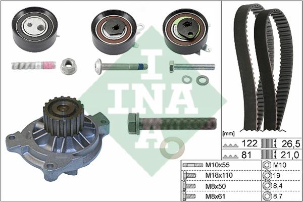 INA 530 0484 31 TIMING BELT KIT WITH WATER PUMP 530048431