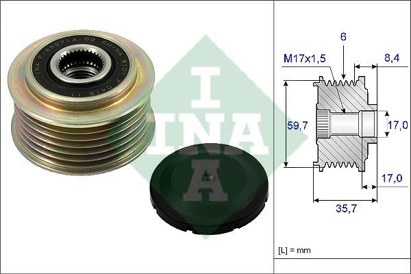 INA 535 0225 10 Freewheel clutch, alternator 535022510 535022510 INA Freewheel clutch, alternator