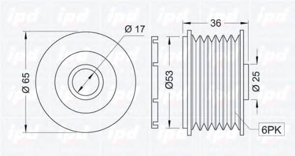 IPD 12-0874 Freewheel clutch, alternator 120874