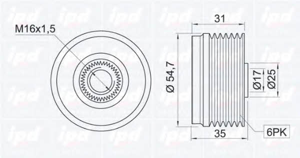 IPD 12-1020 Freewheel clutch, alternator 121020