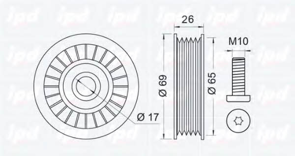 IPD 15-3204 V-ribbed belt tensioner (drive) roller 153204