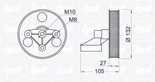 IPD 15-3244 V-ribbed belt tensioner (drive) roller 153244
