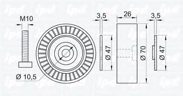 IPD 15-3252 V-ribbed belt tensioner (drive) roller 153252