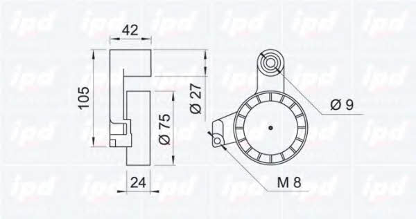 IPD 14-0490 V-ribbed belt tensioner (drive) roller 140490