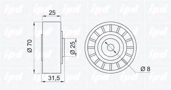 IPD 14-0670 V-ribbed belt tensioner (drive) roller 140670