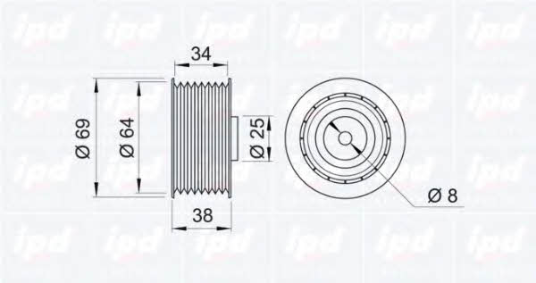 IPD 14-0672 V-ribbed belt tensioner (drive) roller 140672