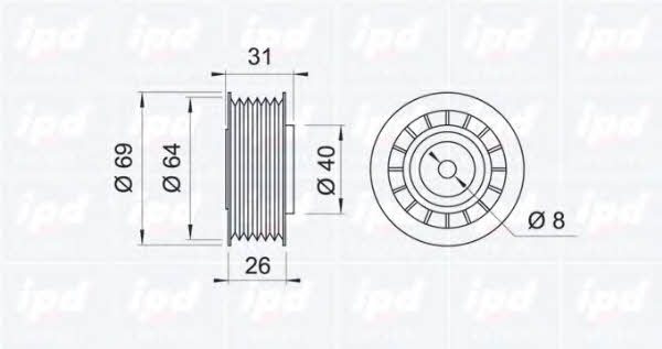 IPD 14-0675 V-ribbed belt tensioner (drive) roller 140675